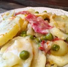 Ingredients 1 can english peas, drained (17 ounce can) 1 can english peas, drained (8.5 ounce can) 1 can cream of mushroom soup (10 3/4 ounce can) Creamy Ham Pea And Potato Casserole Norine S Nest