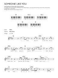 In der regel werden zwei bis vier noten gleichzeitig verwendet. Someone Like You Noten Adele Klavier Akkorde Texte