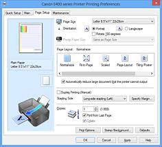 Canon Pixma Manuals Mg2500 Series Page Setup Tab Description