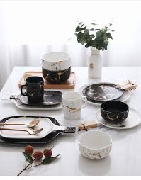 Gold Marble Glazed Ceramic Tableware Set Ceramic Tableware Ceramic Kitchen Tableware Set