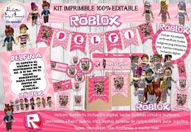 A todos los niños les encanta el roblox. Kit Imprimible Roblox Nina Rosa 100 Editable Mercado Libre