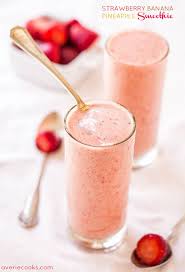 Banana Strawberry Pineapple Smoothie Sugar Free Averie Cooks Recipe Pineapple Banana Smoothie Food Pineapple Smoothie
