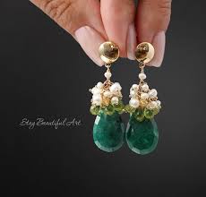 Emerald Earrings Pearl Peridot Earrings Gemstone Earrings Gold And Gemstone Cluster Earrings May B Gemstone Earrings Gold Ruby Earrings Studs Gemstone Earrings