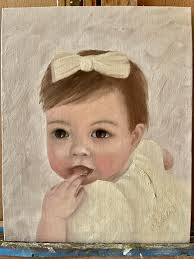 Traditional oil portrait of granddaughter