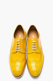 Kenzo Mustard Yellow Leather Elliott Wingtip Brogues Ssense Mens Fashion Yellow Leather Fashion Shoes