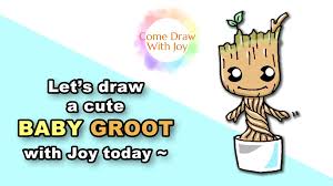 Make your baby groot even better and add a few quick lines for texture. Come Draw With Joy How To Draw Baby Groot In A Pot Guardians Of Galaxy Facebook