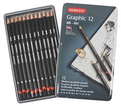 Derwent 12 Graphic Medium Pencil Tin Lix Art Supplies