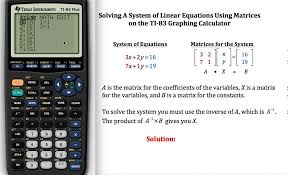 This complexity is a result of the additional variable. Solving Systems Of Linear Equations Using Matrices On A Ti 83 Linear Equations Equations Graphing Calculators