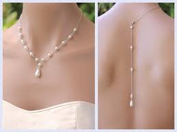 Pearl Back Drop Necklace Swarovski Pearl Bridal Necklace Y Necklace Back Dugun Takilari Swarovski Taki