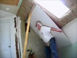 Usg sheetrock® brand wall and ceiling texture paint applies easily and provides custom designs and patterns for interior surfaces. How To Hang Overhead Sheetrock Alone Youtube