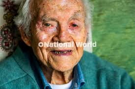 20035839-ARTIST PATRICK HERON HAS DIED, AGED 79, AND IS THOUGHT TO HAVE  SUFFERD FROM A HEART ATTACK. HE IS PICTURED HERE WITH ONE OF HIS WORKS. ,  YELLOW AND REDS WITH VIOLET