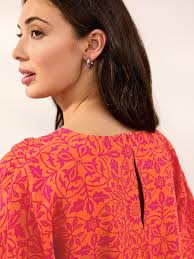 Buy Morris & Co. St James Orange/Pink Print Bubble Hem Boxy T-Shirt from  Next Luxembourg