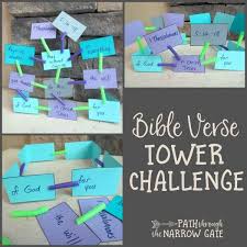 This Bible Verse Tower Challenge Is A Super Fun Way To Encourage Kids To Memorize A Bible Verse It Could Be Bible Lessons For Kids Bible For Kids Bible Memory