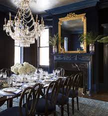 Cristin priest | simplified bee. Shazalynn Cavin Winfrey Elegant Traditional Navy Blue Dining Room Fireplace The Glam Pad