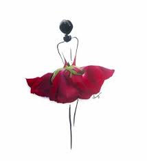 Drawing Of Back View Of A Woman Wearing A Dress From A Red Rose Art Flower Petal Art Flower Dress Art Art