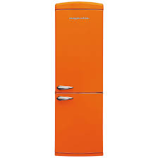 orange retro fridge 335l majestic