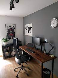 I run a three monitor setup, i don't see myself using a laptop to edit photos and do trading at the same time. Where Men Can Live Home Office Setup Office Desk Designs Home Office Design