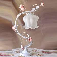 Vintage capodimonte pink rose porcelain brass swag lamp chandelier french. White Green Iron Pink Rose Flower Glass Table Lamp Light Lighting Vintage Wedding Bedroom Gift E27 Zl366 Table Lamp Glass Table Lamptable Lamp Light Aliexpress