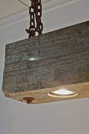 Rustic Industrial Modern Hanging Reclaimed Wood Beam Light Lighting Fixture With Led Lamps And Rusted Chain In 2021 Reclaimed Wood Beams Rustic Lighting Wood Lamps