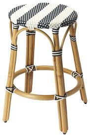 This refined, stylish piece can be found in kitchens, dining areas and covered genuine pair of bamboo rattan bar stools made in the california organic modern style by mcguire, san francisco. Butler Tobias Blue White Rattan Counter Stool Tropical Bar Stools And Counter Stools By Hedgeapple Houzz