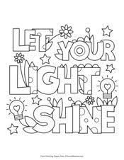 Let your light shine coloring page sketch coloring page. Let Your Light Shine Coloring Pages Inspirational Words Coloring Book Coloring Pages