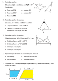 Untuk soal halaman 307 adalah mencari volume dan luas permukaan bangun ruang sisi lengkung dari gambar a sampai l. Pembahasan Soal Uji Kpmpetensi Matematika Kesebangunan Kelas 9 Jawabanku Id