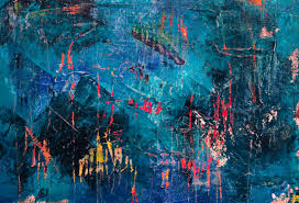 The blue face is approximately 9″ x 12″, drawn with pens, colored pencils, paint pens, and painted with watercolors. Blue Red And Black Abstract Painting Free Stock Photo