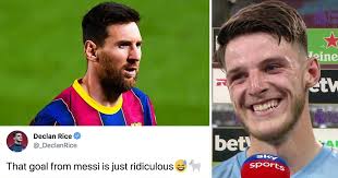 Latest news and rumours on declan rice, an english professional footballer who plays for west ham united, and also plays for the england national team. West Ham Star Declan Rice Seems To Be Avid Messi Fan His Latest Liked Tweets Are All About Leo