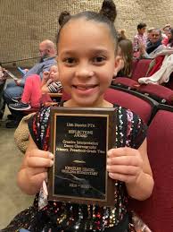 Congratulations to Kenzlee Simon! Her dance choreography was chosen as the  best representation of “Looking Within” for the PTA reflections contest for  District 15! We are so proud of her! She will