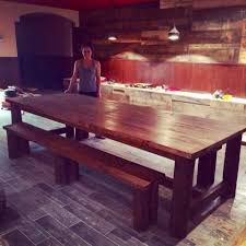 Custom Design And Hand Made Solid Pine 10 Harvest Table 6x6 Custom Barn Post Legs With Custom Finish Made By Nikki Not Too Sh Harvest Table Table Furniture