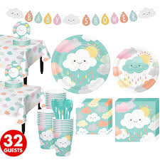 Happy Clouds Baby Shower Kit For 32 Guests With Images Baby Shower Kit