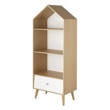 Witte Boekenkast Huis Met 2 Plankjes En 1 Lade Eliot Cabinet De Rangement Bibliotheque Maison Rangement Mural