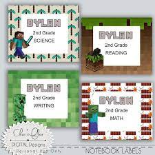 Personalized Minecraft Composition Notebook Labels Notebook Labels School Labels Composition Notebook