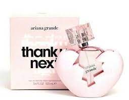 Top notes of juicy pear and tart raspberry open the scent with their zesty energy, while middle notes of powdery coconut and chic pink rose lend a more seductive elegance to the mix. Ariana Grande Thank U Next Eau De Parfum 3 4oz 100ml New Release In Sealed Box Ebay