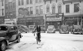 Arthur Rothstein Biking In The Snow 1940 Main Street Iowa City Iowa February 1940 Library Of Congress Farm Security Administration Iowa City City Iowa