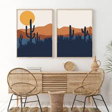 Mid Century Modern Desert Print Set Of 2 Printable Wall Art Etsy In 2020 Mid Century Modern Wall Decor Southwestern Decorating Mid Century Modern Decor