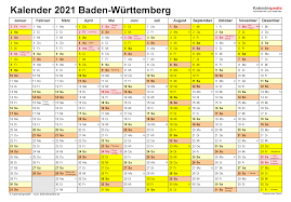 2021 fällt maria himmelfahrt auf einen sonntag (siehe kalender bayern), . Kalender 2021 Baden Wurttemberg Ferien Feiertage Excel Vorlagen
