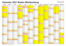 Kalender 2021 Baden Wurttemberg Ferien Feiertage Excel Vorlagen