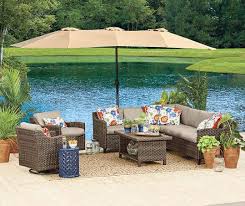 Linen Triple Vent Market Patio Umbrella With Base 15 Patio Patio Umbrellas Backyard Landscaping