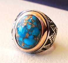Turquoise Blue Natural Copper Stone Ring Sterling Silver 925 Etsy Silver Turquoise Jewelry Turquoise Rings Sterling Silver Rings