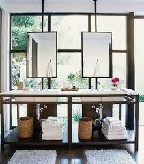 Mirrors Over Full Height Window Wall Modern Master Bathroom Bathroom Design Amazing Bathrooms