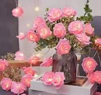 PEIBang 19.7Ft Rose Flower String Lights,Romantic Pink Rose  Lights,Artificial Flowers Garland Led Lights for Valentine's Day Wedding  Indoor Outdoor ...