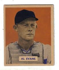 1949 Bowman baseball card #132 Al Evans, Washington Senators EX+
