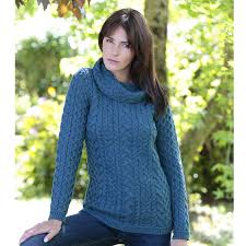 Inis Crafts Peacock Blue Aran Sweater