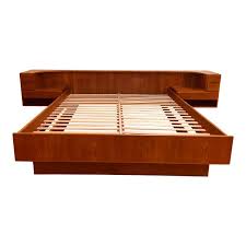 Komfort Danish Teak Queen Platform Bed With Floating Nightstands Queen Platform Bed Vintage Furniture Design Bedside Tables Nightstands