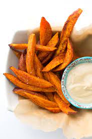 Baked Spiced Sweet Potato Fries With Cinnamon Cashew Cream Dip Healthyhappylife Com Sweet Potato Fries Baked Fried Potatoes Sweet Potato Fries