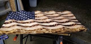 Wooden Wavy American Flag Wooden American Flag American Flag Wood Wooden Flag