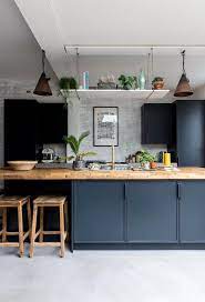 Some people are putting in full blue kitchens. Concrete Kitchen Floors In Modern Blue Kitchen Concrete Kitchen Concrete Kitchen Floor Eclectic Kitchen