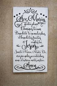 Rustic Wooden Catholic Latin Prayer Sign Choice Of Ave Maria Frases Catolicas Oracao Ave Maria