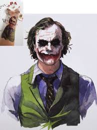 An amazing rendition of batman's angry face, placed on the upper leg with a background of lattice lineart makes for a striking tattoo! Amazon Com Novoskins Tattoo Artist Temporary Tattoo Hand Drawn Waterproof Transfer The Joker Tattoo Design 17cm X 15cm From The Dark Knight
